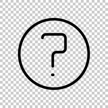 Simple question in circle. Linear, thin outline. On transparent background.のイラスト素材