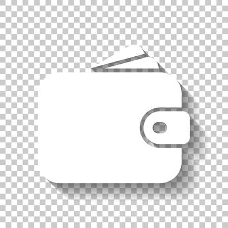 Purse, wallet, money icon. White icon with shadow on transparent backgroundのイラスト素材