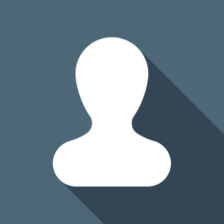 Simple silhouette of man. White flat icon with long shadow on backgroundのイラスト素材