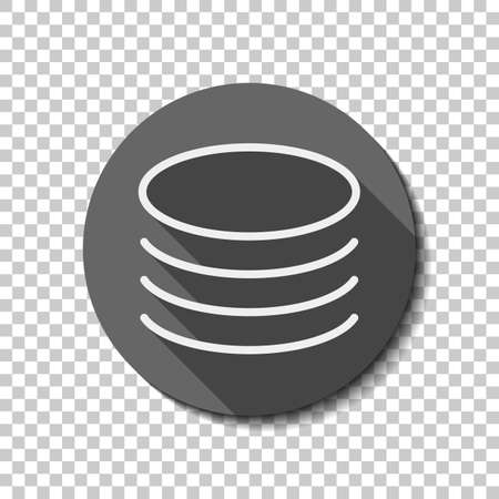 Database icon. Simple linear symbol, thin outline. flat icon, long shadow, circle, transparent grid. Badge or sticker styleのイラスト素材
