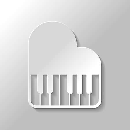 Grand piano icon. Paper style with shadow on gray backgroundのイラスト素材