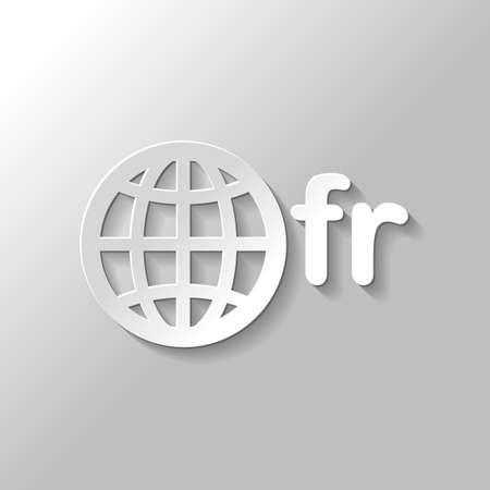 domain of France, globe and fr. Paper style with shadow on gray backgroundのイラスト素材