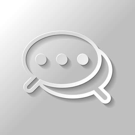 Simple chat. Couple of text clouds. Linear icon with thin outline. Paper style with shadow on gray backgroundのイラスト素材