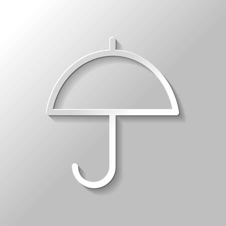 Simple umbrella icon. Linear, thin outline. Paper style with shadow on gray backgroundのイラスト素材