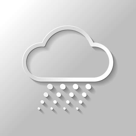 Snow and cloud. Linear, thin outline. Paper style with shadow on gray backgroundのイラスト素材