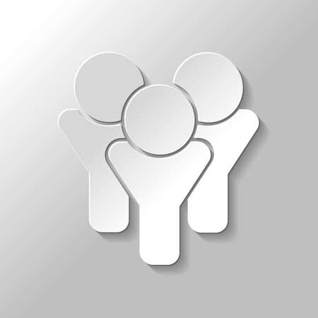 Team group icon. Paper style with shadow on gray backgroundのイラスト素材