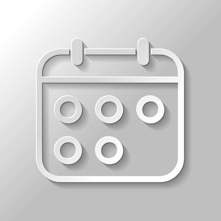 Simple calendar, Linear, thin outline. Paper style with shadow on gray backgroundのイラスト素材