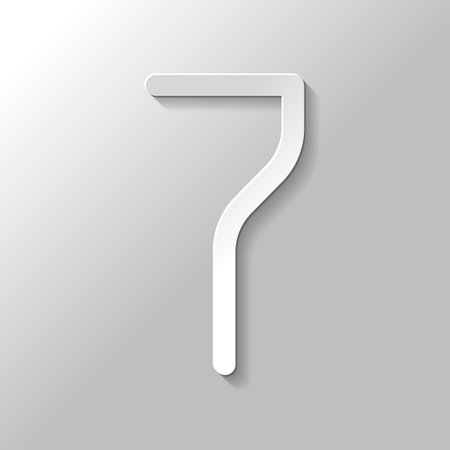 Number 7, numeral, seventh. Paper style with shadow on gray backgroundのイラスト素材