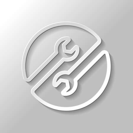 Repair service. Linear, thin outline. Paper style with shadow on gray backgroundのイラスト素材
