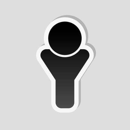Simple male symbol. Man icon. Sticker style with white border and simple shadow on gray backgroundのイラスト素材