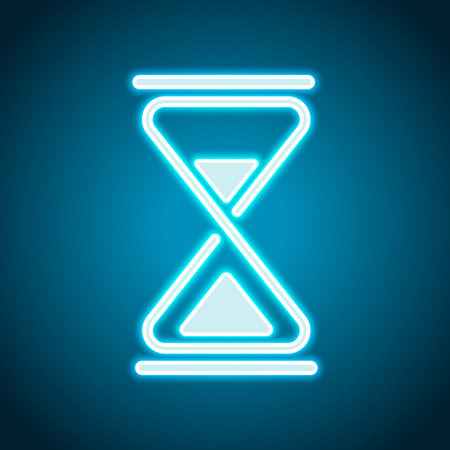 hourglass, simple icon. Neon style. Light decoration icon. Bright electric symbol
