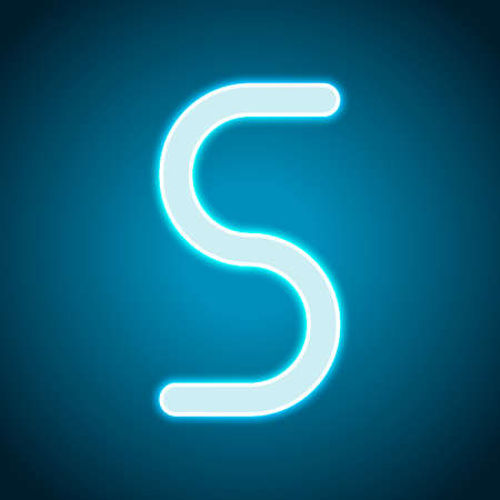 Number five, numeral, simple letter. Neon style. Light decoration icon. Bright electric symbolのイラスト素材