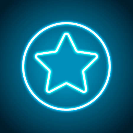 star in circle icon. Neon style. Light decoration icon. Bright electric symbolのイラスト素材