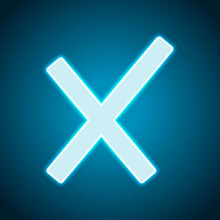Wrong mark icon. Neon style. Light decoration icon. Bright electric symbolのイラスト素材