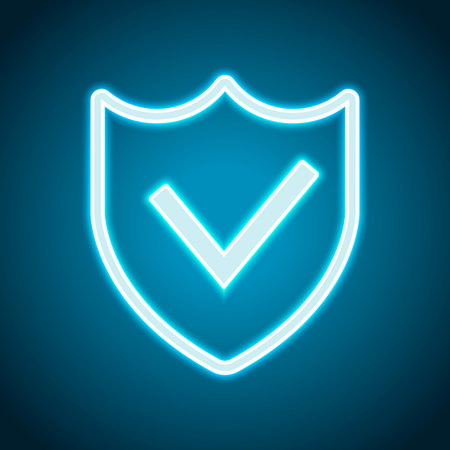protection success. simple icon. Neon style. Light decoration icon. Bright electric symbol