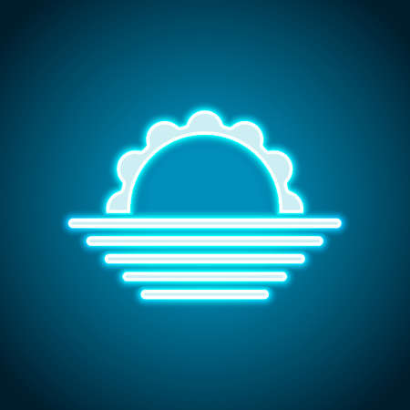 sunrise. simple weather icon. Neon style. Light decoration icon. Bright electric symbolのイラスト素材