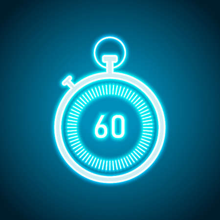 stopwatch. simple icon. Neon style. Light decoration icon. Bright electric symbolのイラスト素材