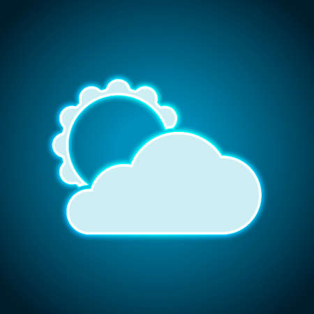 sun and cloud. Neon style. Light decoration icon. Bright electric symbolのイラスト素材