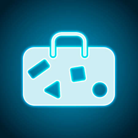 traveling bag, luggage, case. Neon style. Light decoration icon. Bright electric symbolのイラスト素材