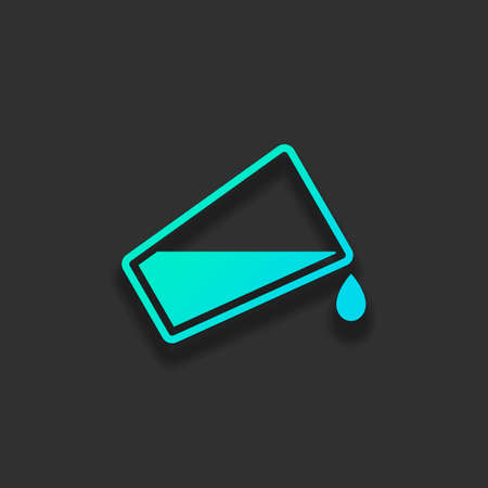 glass and flowing water icon. Colorful logo concept with soft shadow on dark background. Icon color of azure oceanのイラスト素材