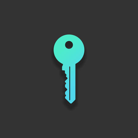 key icon. Colorful logo concept with soft shadow on dark background. Icon color of azure oceanのイラスト素材