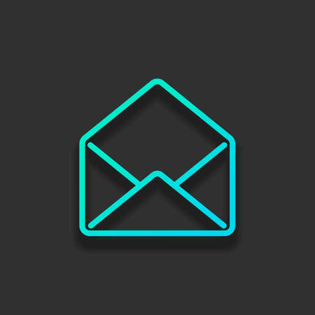 mail open icon. Colorful logo concept with soft shadow on dark background. Icon color of azure oceanのイラスト素材