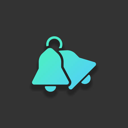 christmas bell icon. Colorful logo concept with soft shadow on dark background. Icon color of azure oceanのイラスト素材