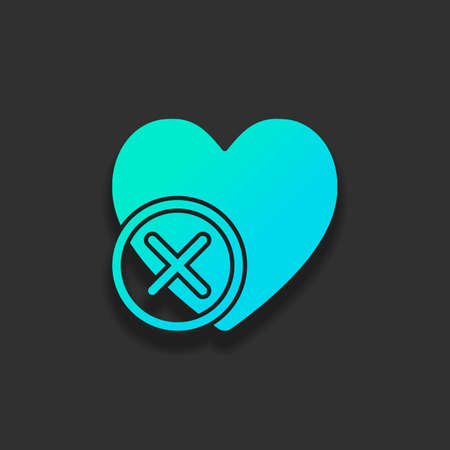 heart with cross. simple silhouette. Colorful logo concept with soft shadow on dark background. Icon color of azure oceanのイラスト素材