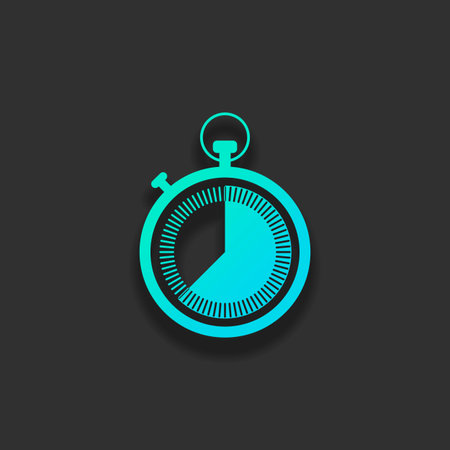 stopwatch. simple icon. Colorful logo concept with soft shadow on dark background. Icon color of...