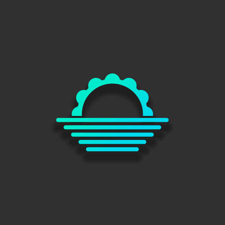 sunrise. simple weather icon. Colorful logo concept with soft shadow on dark background. Icon color of azure oceanのイラスト素材