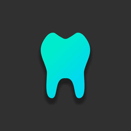 tooth. simple icon. Colorful logo concept with soft shadow on dark background. Icon color of azure oceanのイラスト素材