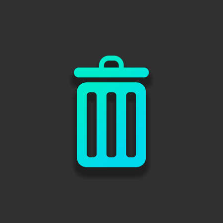 trash bin. simple icon. Colorful logo concept with soft shadow on dark background. Icon color of azure oceanのイラスト素材