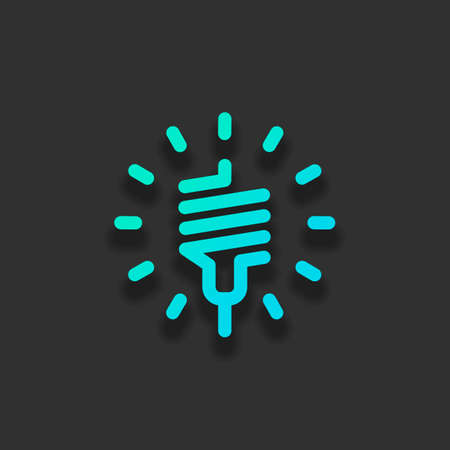 led lamp icon. Colorful logo concept with soft shadow on dark background. Icon color of azure oceanのイラスト素材