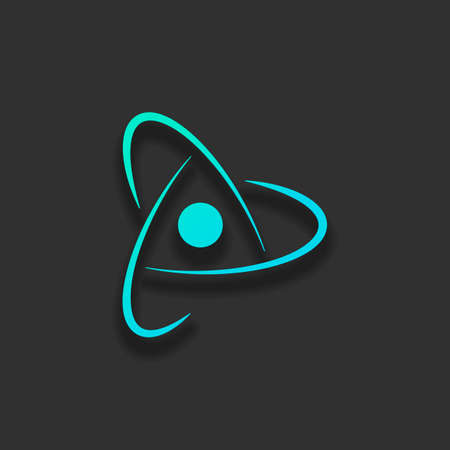 scientific atom symbol, creative logo, simple icon. Colorful logo concept with soft shadow on dark background. Icon color of azure oceanのイラスト素材