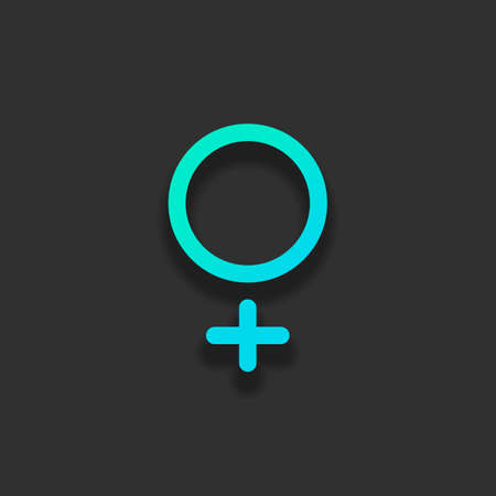 gender symbol. linear symbol. simple women icon. Colorful logo concept with soft shadow on dark background. Icon color of azure oceanのイラスト素材