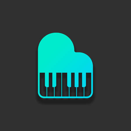 Grand piano icon. Colorful logo concept with soft shadow on dark background. Icon color of azure oceanのイラスト素材