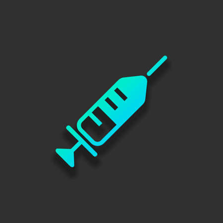 Simple injector icon. Colorful logo concept with soft shadow on dark background. Icon color of azure oceanのイラスト素材