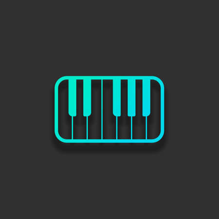 Piano keyboard icon. Colorful logo concept with soft shadow on dark background. Icon color of azure oceanのイラスト素材