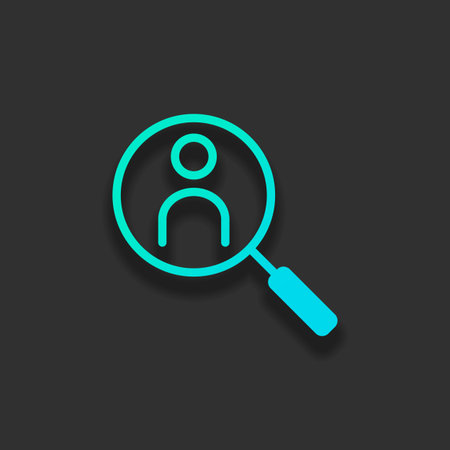 Human secource, search profile. Linear icon, thin outline. Colorful logo concept with soft shadow on...