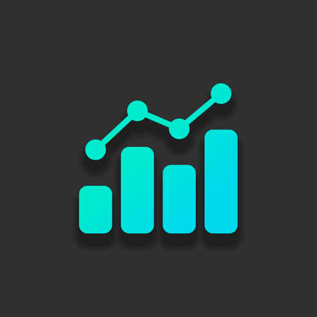 finance grapgic, grow. Colorful logo concept with soft shadow on dark background. Icon color of azure oceanのイラスト素材