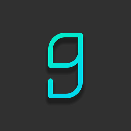 Number 9, numeral, ninth. Colorful logo concept with soft shadow on dark background. Icon color of...