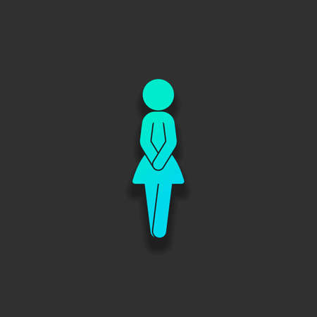 Female silhouette, woman icon. Colorful logo concept with soft shadow on dark background. Icon color of azure oceanのイラスト素材