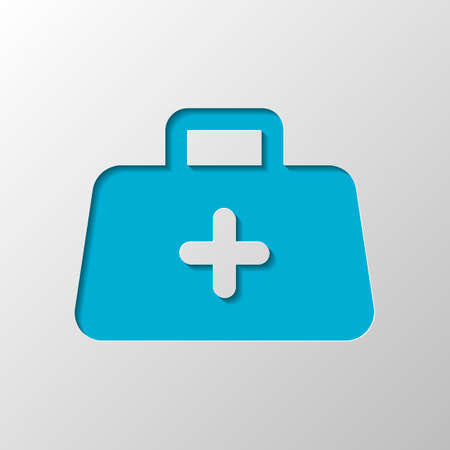 first-aid kit, simple icon. Paper design. Cutted symbol with shadowのイラスト素材