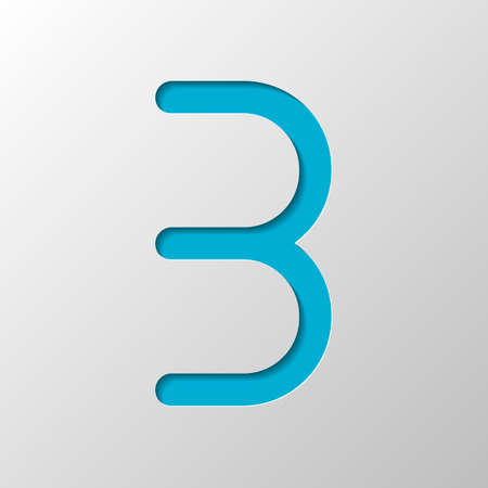 Number three, numeral, simple letter. Paper design. Cutted symbol with shadowのイラスト素材
