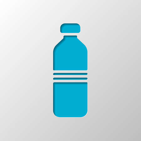 bottle of water, simple icon. Paper design. Cutted symbol with shadowのイラスト素材