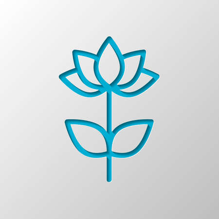 Simple flower symbol. Linear icon. Paper design. Cutted symbol with shadowのイラスト素材