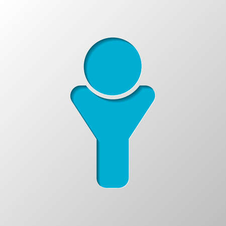 Simple male symbol. Man icon. Paper design. Cutted symbol with shadowのイラスト素材