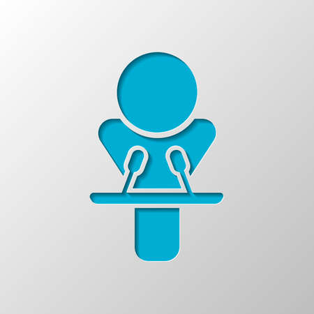 Speaker icon. Man and microphones. Paper design. Cutted symbol with shadowのイラスト素材