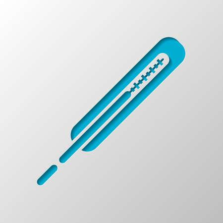 Medical thermometer for body. Paper design. Cutted symbol with shadowのイラスト素材