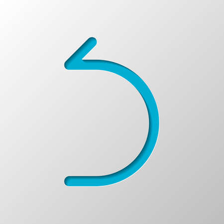 Simple arrow, backward. Linear, thin outline. Paper design. Cutted symbol with shadowのイラスト素材